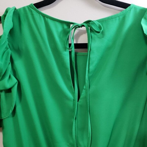 RW&Co. * Green Chiffon Ruffle Sleeve Dress * Sz XS - Picture 7 of 10
